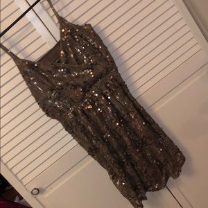 Express sequin dress brown tan small